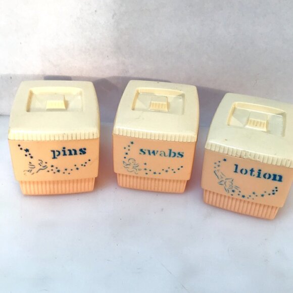 Clarolyte Vintage Bathroom Decor 1960 Lotion Swabs Containers VTG Shabby Chic - Picture 6 of 14